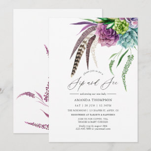 Convites Místico Boho Aquarela Suculenta Beba e Veja