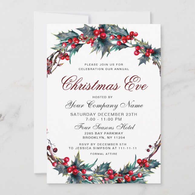 Convites Mistletoath CORPORATE Véspera de Natal (Frente)