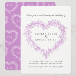 Convites Mistletocoração de arte casamento branco roxo