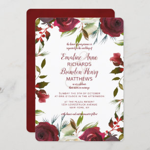 Convites Mistletoe Manor Watercolor Winter Border Wedding