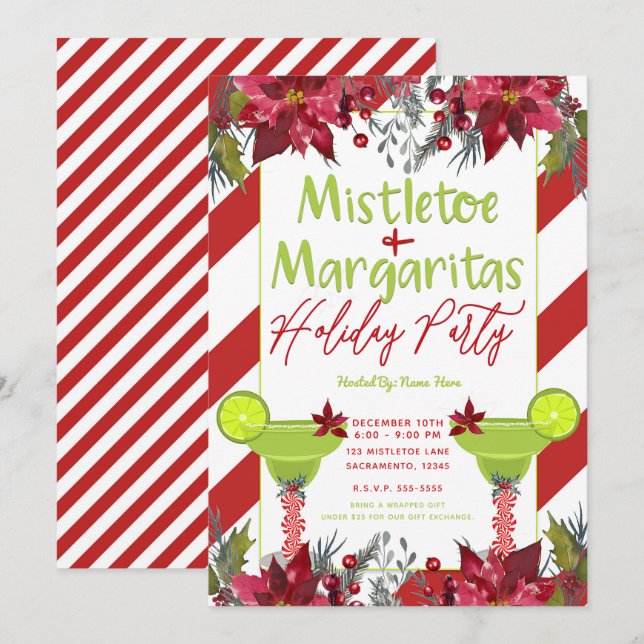 Convites Mistletoe Margaritas Holiday Party Fiesta (Frente/Verso)