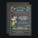 Convites Mistletoe Natal de Chalkboard e PARTIDO de Martini<br><div class="desc">Jogue um coquetel de Natal Feriado com este belo convite! Possui Mistletoe,  canas doces e Martinis em um fundo de quadro. Ilustração desenhada à mão por McBooboo. Fundo do quadro,  não preto comum</div>