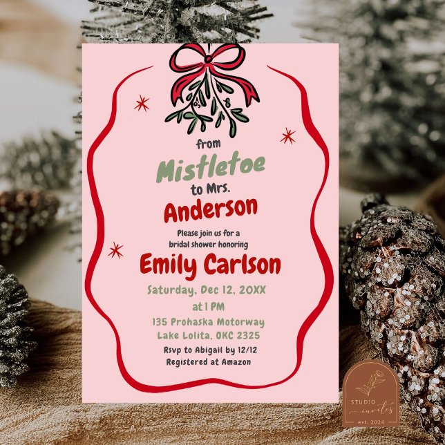 Convites Mistletoe para Sra. Noivado do Chá de Natal (Criador carregado)