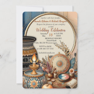 Convites Mistura boêmica de chá, magenta, flores roxas