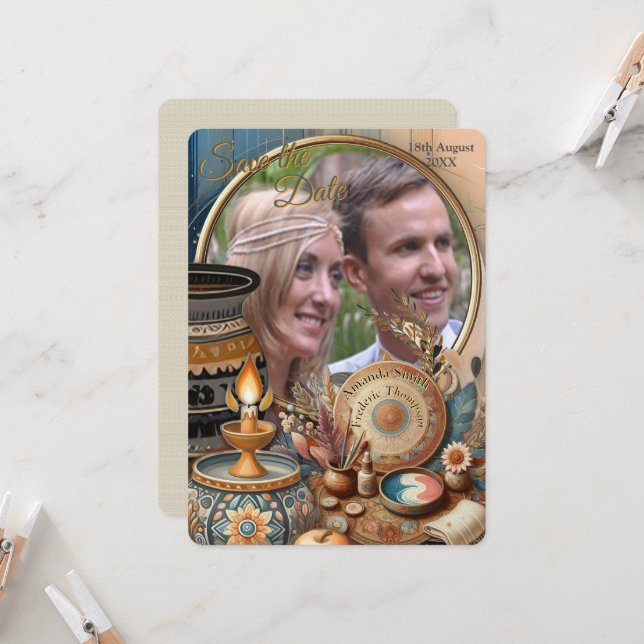 Convites Mistura boêmica de cores e tema de decoração (Frente/Verso In Situ)