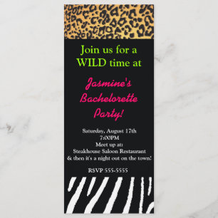 Convites Mistura de Animais Impressos Festa Leopardo Chita