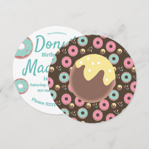 Convites Mistura de Glacê Redondo Furo de Donut Rosa e Verd