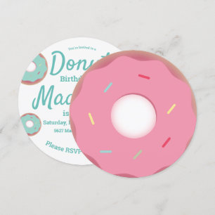 Convites Mistura de Glitter de Donut Rosa e Verde Água Redo