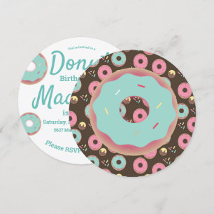 Convites Mistura de Granulado de Donut Rosa e Verde 3D Redo