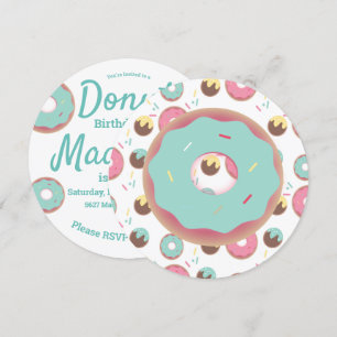 Convites Mistura de Granulado de Donut Rosa e Verde 3D Redo