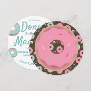 Convites Mistura de Granulado de Donut Rosa e Verde 3D Redo