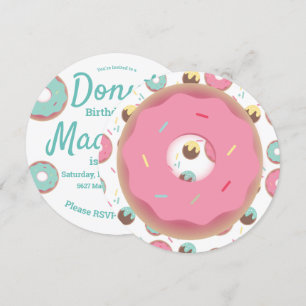 Convites Mistura de Granulado de Donut Rosa e Verde Água 3D