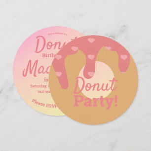 Convites Mistura de Granulado Redondo Donut Coração Rosa 3D