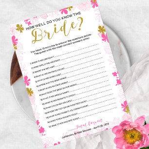 Convites Mistura de Palavras de Noiva Floral Rosa Dourado