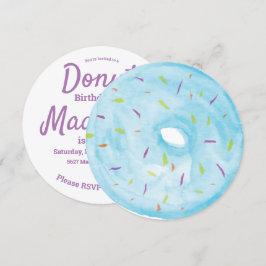 Convites Mistura de Raspas de Donut Azul Aquarela Redonda