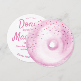 Convites Mistura de Raspas de Donut Rosa Aquarela Redonda
