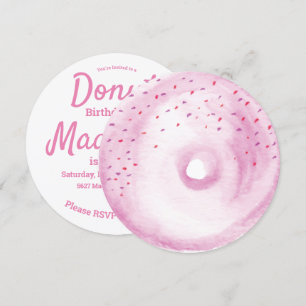 Convites Mistura de Raspas de Donut Rosa Aquarela Redonda