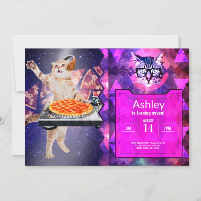 Convites Misturador de Gato de DJ (Frente)