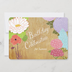 Convites Misturar Floral no Vintage Aged Paper Birthday Inv