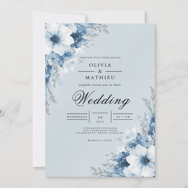 Convites Misty Blue Floral Archway Wedding (Frente)