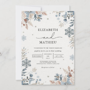 Convites Misty Blue Winter Floral Wedding