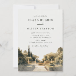 Convites Misty Dawn Cypress Italian Garden Terrace Wedding