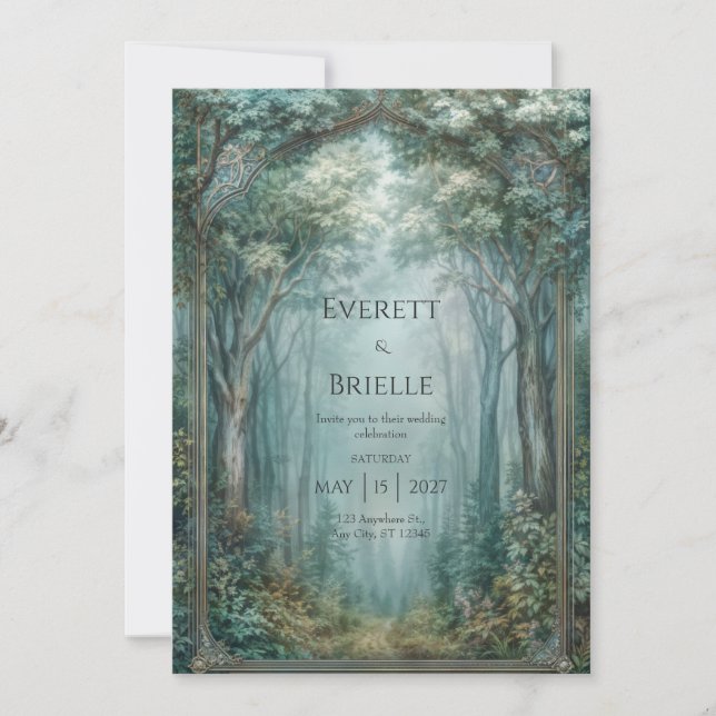 Convites Misty Enchanted Forest Arch Wedding (Frente)