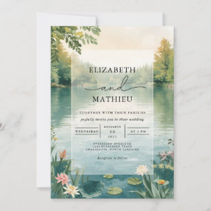 Convites Misty Lake Floral Romance Wedding