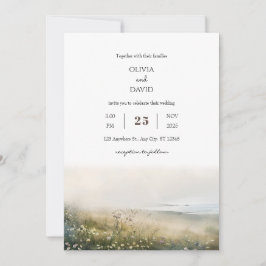 Convites Misty Morning Coastal Meadow View Beach Wedding