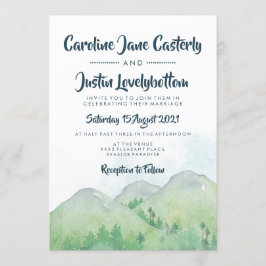 Convites Misty Mounains Watercolor Wedding