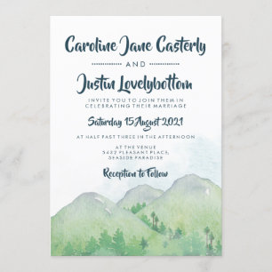 Convites Misty Mounains Watercolor Wedding