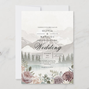 Convites Misty Mountain Backdrop Romance Wedding
