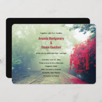 Misty Railroad Tracks Foto Cênica