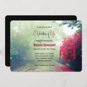 Convites Misty Railroad Tracks Scenic Photo Memorial