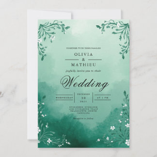 Convites Misty Teal Foliage Arch Wedding