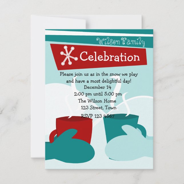 Convites Mittens Aquecidos Com Neve Fria (Frente)