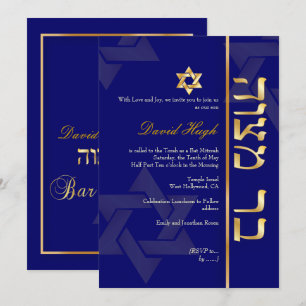 CONVITES MITZVAH DO bar/ESTRELA DE COR DAVID/DIY