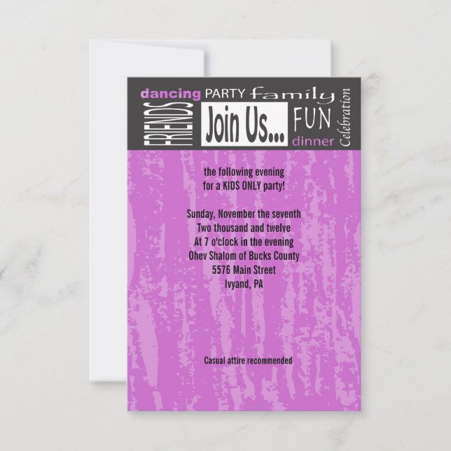 Convites MITZVAH WORDS DIZ Bar Bat Party Reception Card (Frente)