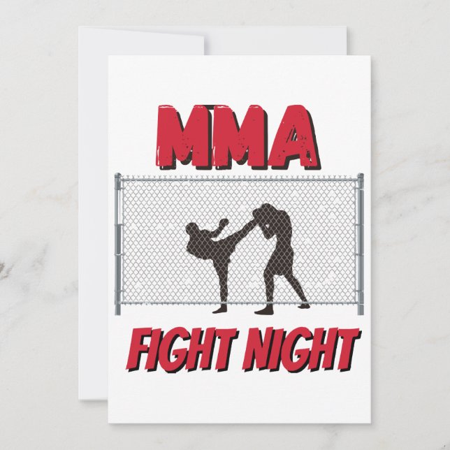 Convites MMA Fight Night text e Silhouette of Two Fighter (Frente)