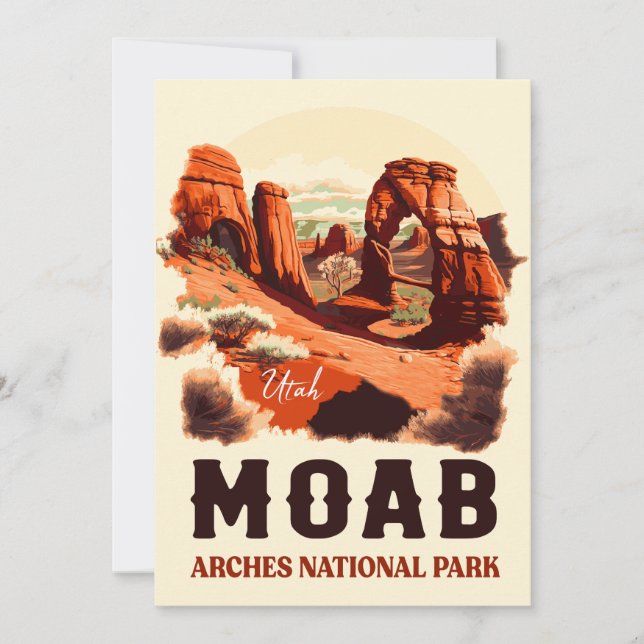 Convites Moab Arches National Park Utah Delicate Arch Retro (Frente)