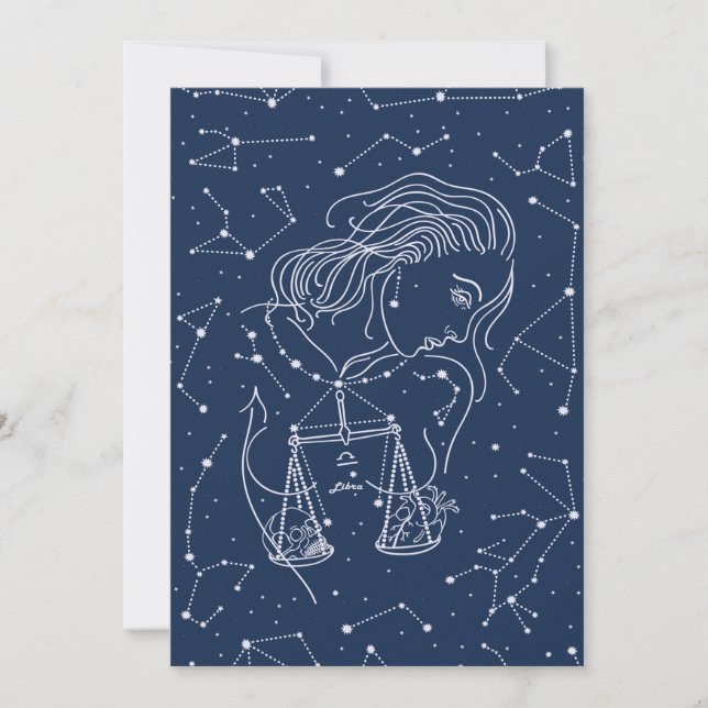 Convites Moça Libra - Símbolo Zodiac (Frente)