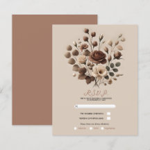 Moca Moussa Bege Marrom Floral Casamento RSVP