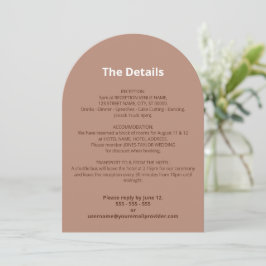 Convites Mocha Brown Modern Wedn Details Card