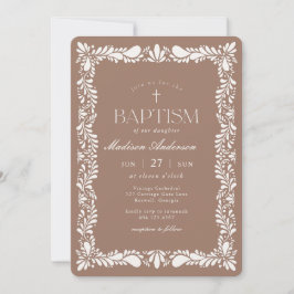 Convites Mocha Brown Talavera Azulejo Fiesta Baptism