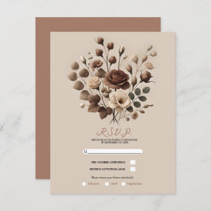 Convites Mocha Mousse Beige Brown Floral Weding RSVP