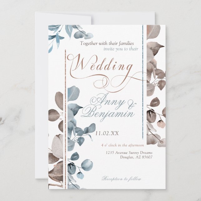 Convites Mocha Mousse Botânica 02 (Frente)