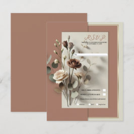 Convites Mocha Mousse Moderno Botânico Floral Casamento RSV