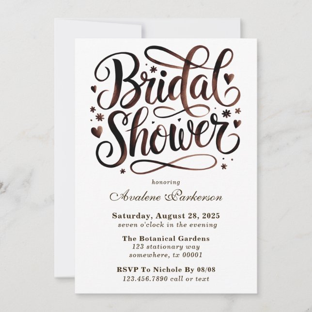 Convites Mocha Mousse Paint Calliografia Brunch e Bubble (Frente)