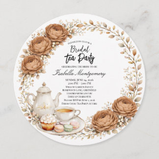 Convites Mocha Palette Tea Party Bridal Shower