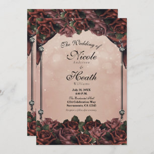 Convites Mocha Rust Brown Rosa Elegante Casamento outono